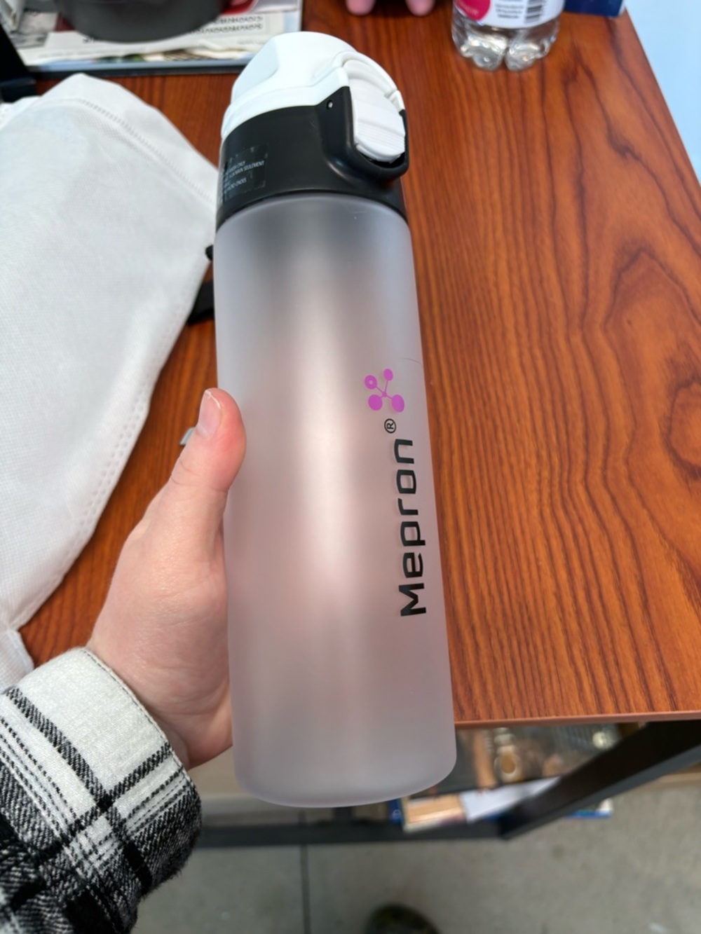 Mepron Frosted Water Bottle with Black & White Flip Lid